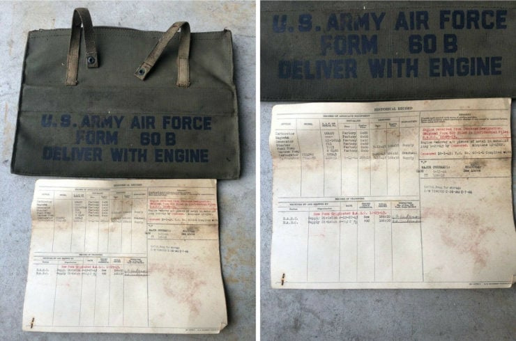 Allison V-1710 aircraft engine document bag