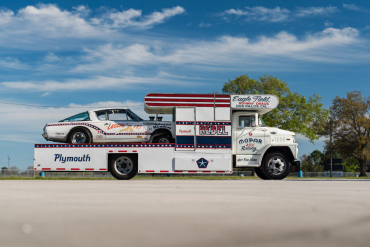 1966 Plymouth Barracuda Drag Car with 1965 Dodge C-500 Hauler 3