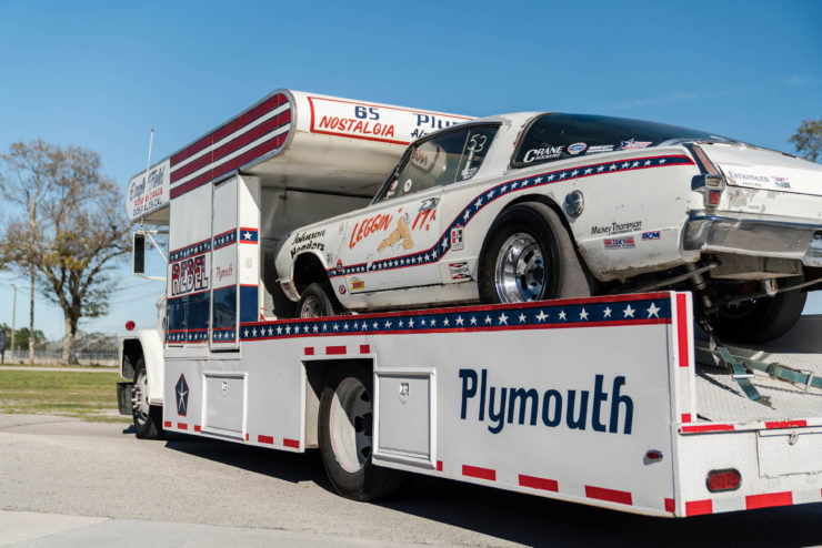 1966 Plymouth Barracuda Drag Car with 1965 Dodge C-500 Hauler 7