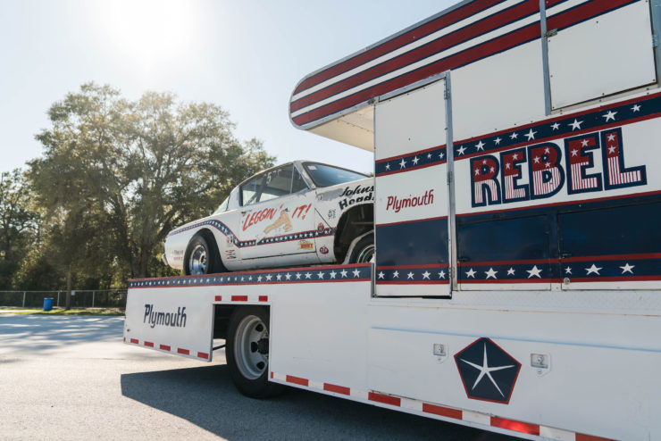 1966 Plymouth Barracuda Drag Car with 1965 Dodge C-500 Hauler 8