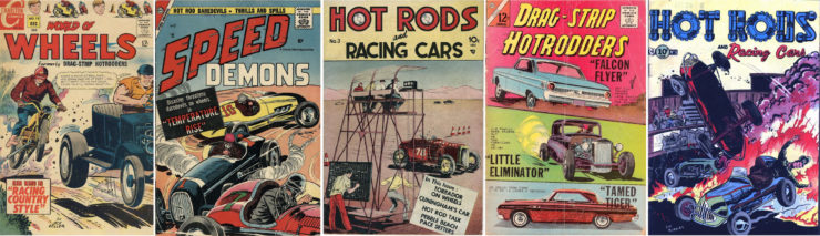 Drag Strip Hotrodders Comic Book Collage