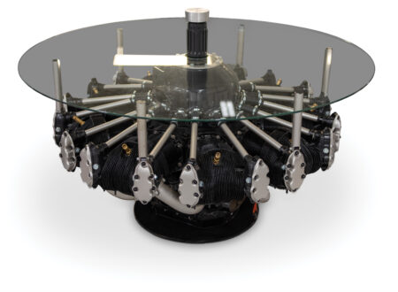 B-17 Flying Fortress Radial Engine Glass Coffee Table