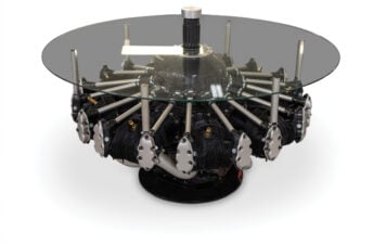 B-17 Flying Fortress Radial Engine Glass Coffee Table