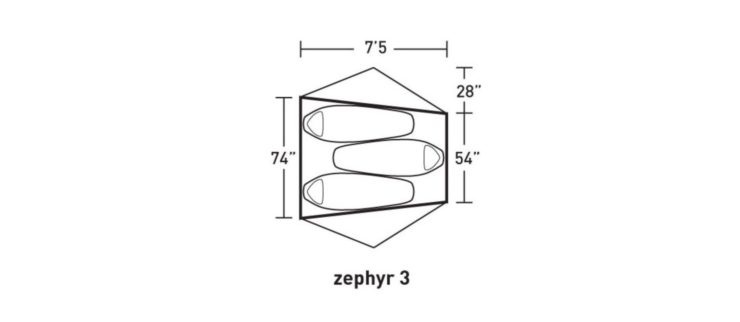 Alps Mountaineering Zephyr 3-Person Tent Floorplan