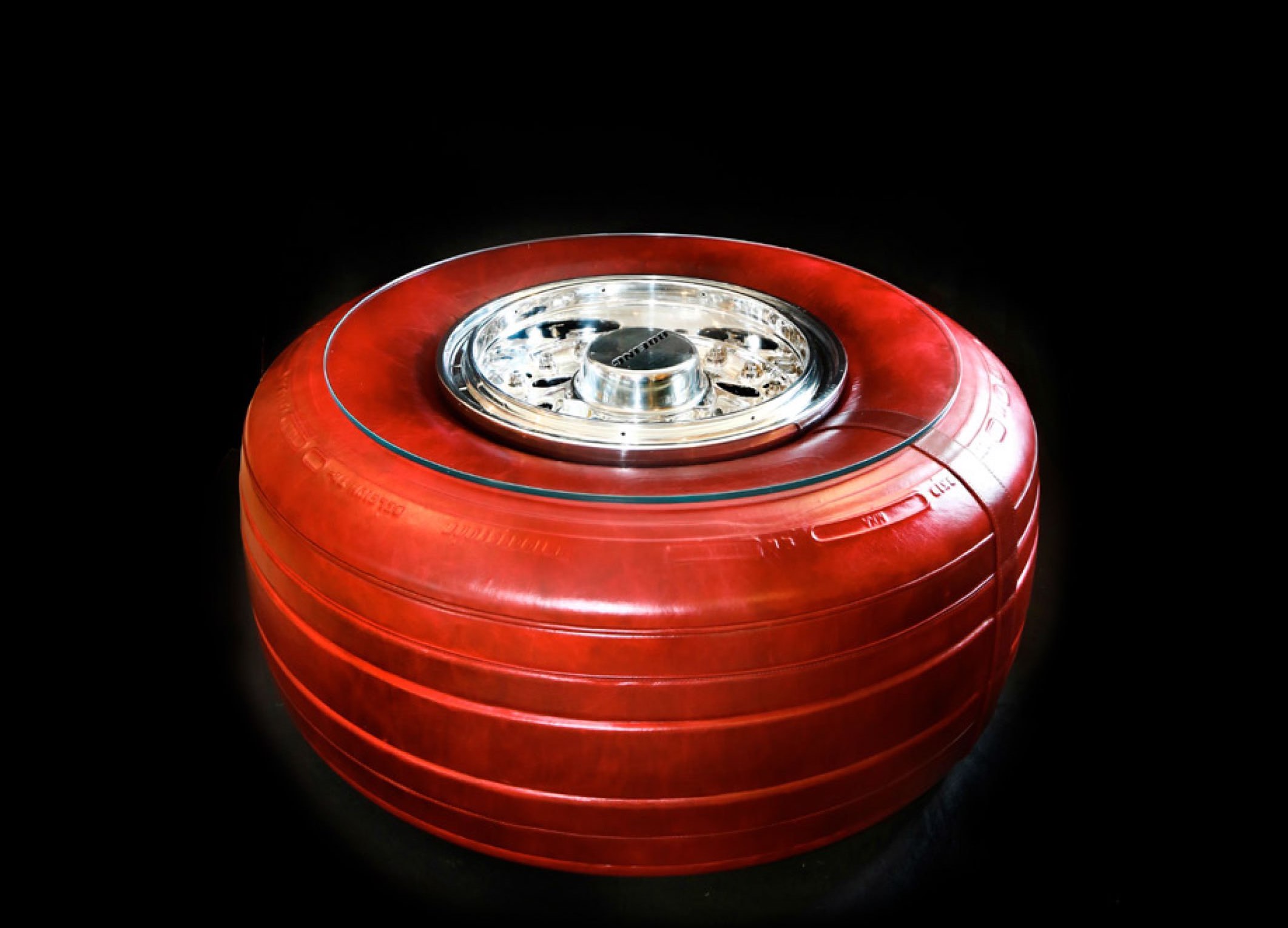 Boeing 747 Wheel + Tire Coffee Table by Plane Industries