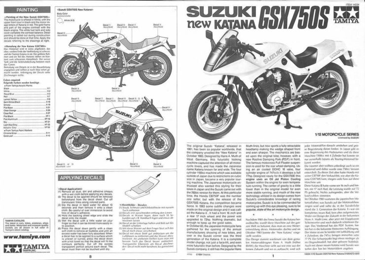 Suzuki GSX750S Katana Instructions