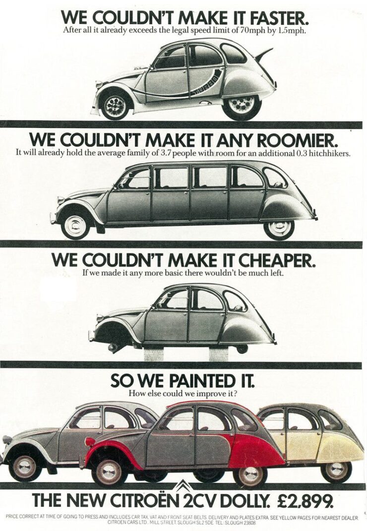 Citröen 2CV Vintage Advertisement