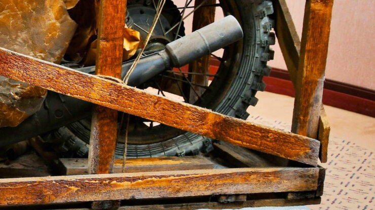 Coffin Tank CZ Motorcycle In Crate 11