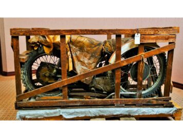 Coffin Tank CZ Motorcycle In Crate