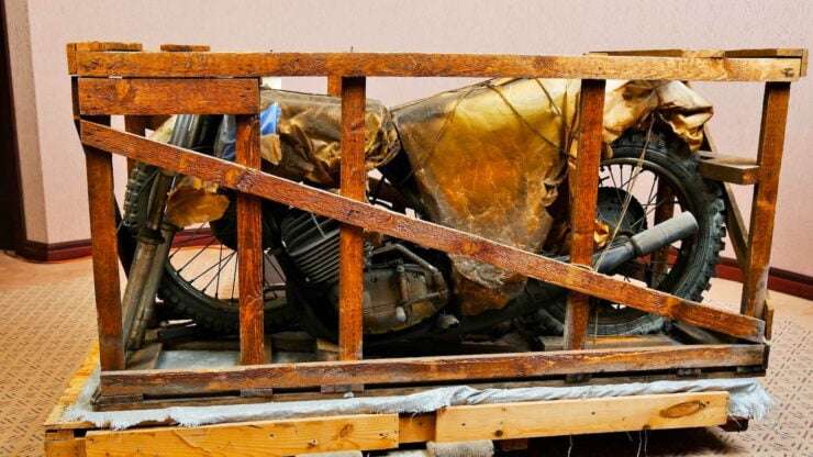 Coffin Tank CZ Motorcycle In Crate 5