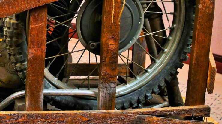 Coffin Tank CZ Motorcycle In Crate 6