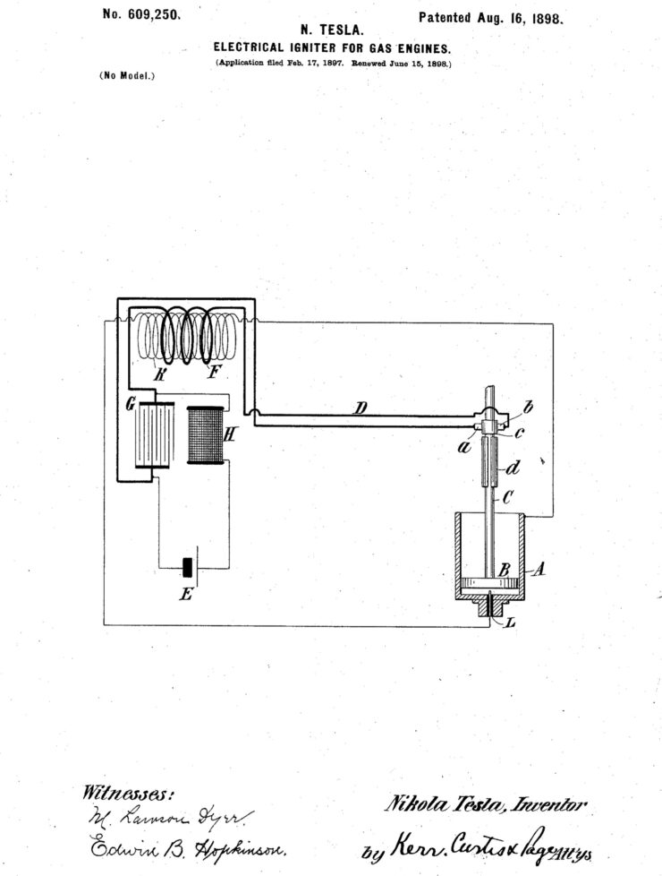 Nikola Tesla Spark Plug Patent