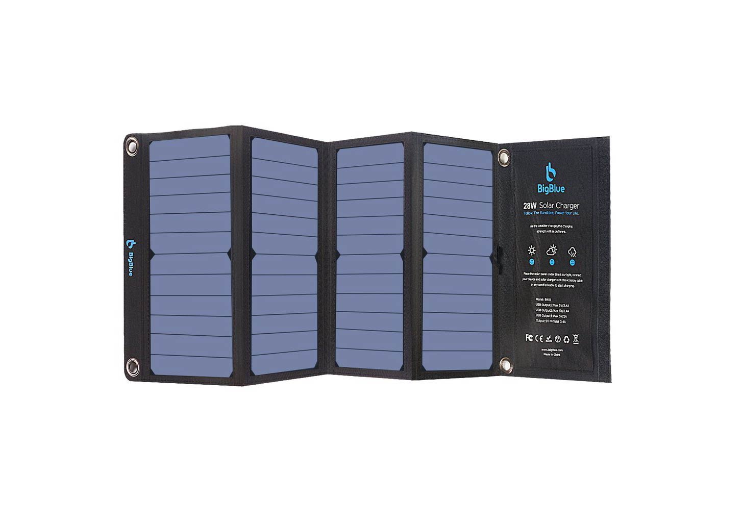 The BigBlue 28W Camping Solar Charger