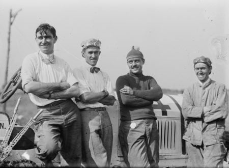 Racing drivers Burman, Disbrow, Tower, and Grinnon at Indianapolis 1911