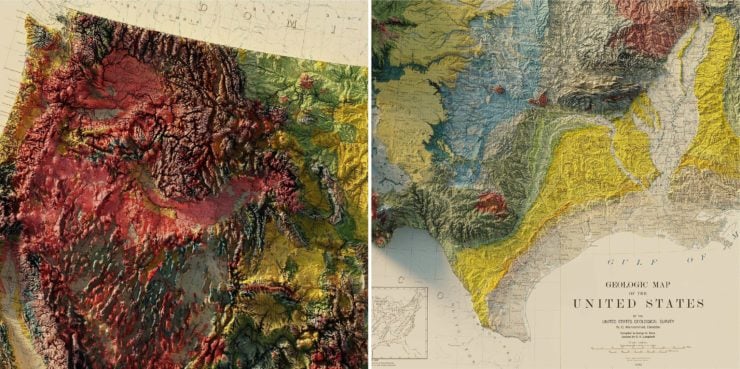 1932 USA Geological Relief Map Collage