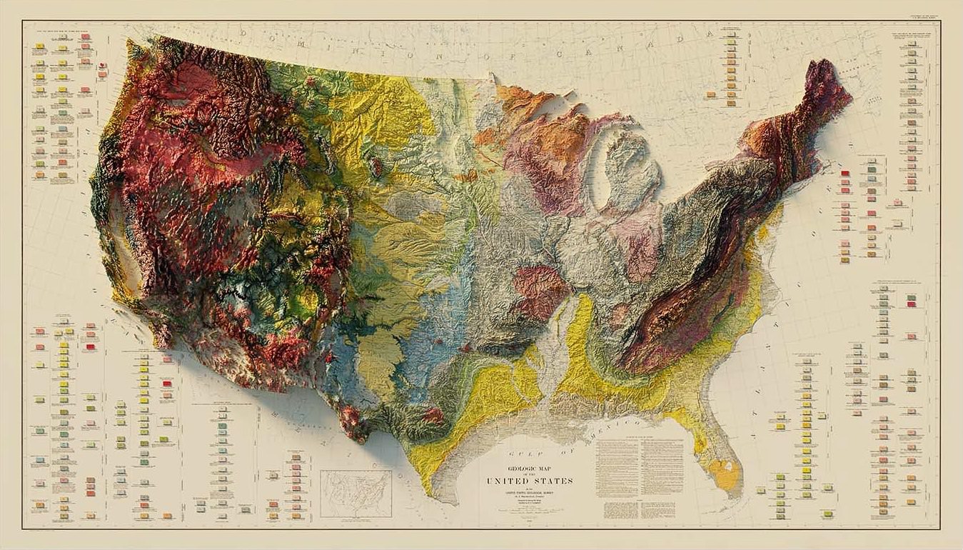 1932 USA Geological Relief Map