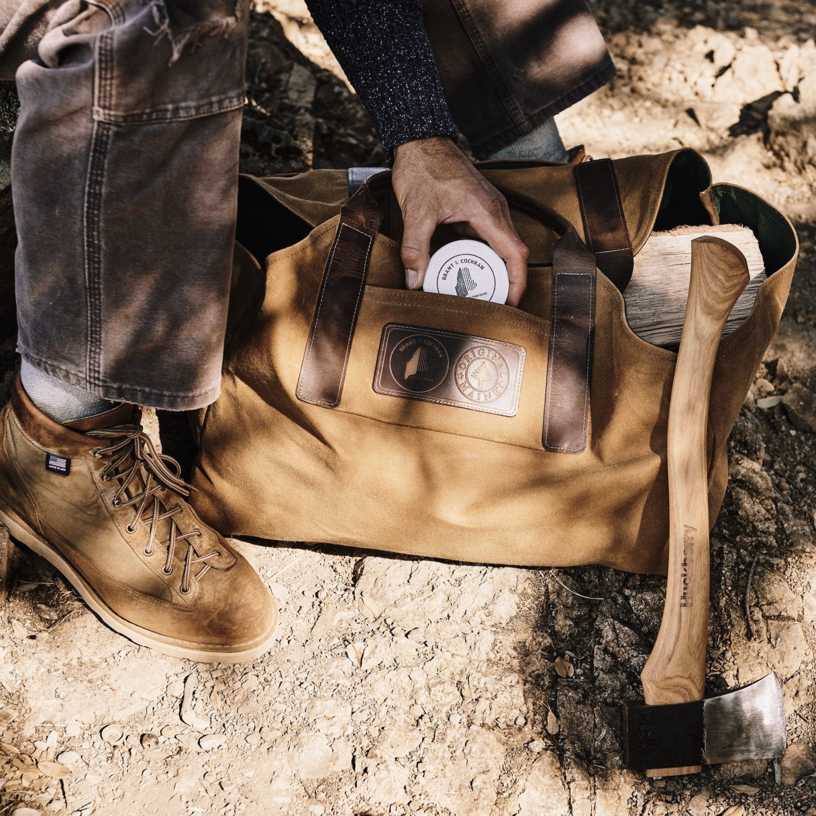 Huckberry x Brant & Cochran Axe + Log Carrier Bundle