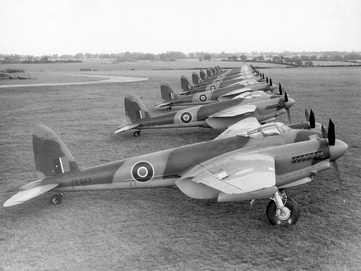 A fleet of brand new de Havilland Mosquito B.XVIs