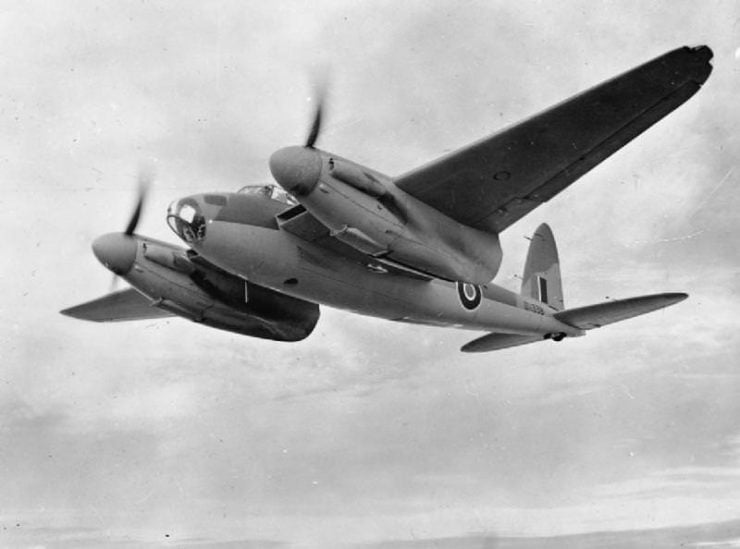 This is de Havilland Mosquito B Mark IV Series 2, DK338 that took part in the successful low-level raid on the Phillips radio factory at Eindhoven, Holland