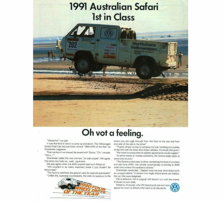 Oh Vot A Feeling Volkswagen Syncro 4x4 Ad