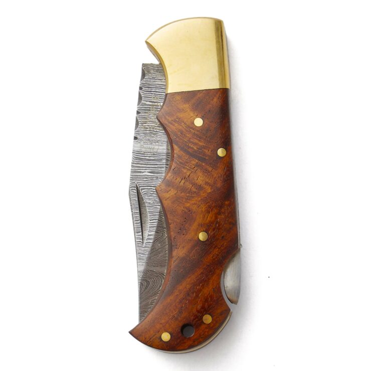 Damascus Steel Pocket Knife Skateboard Deck Handle 6