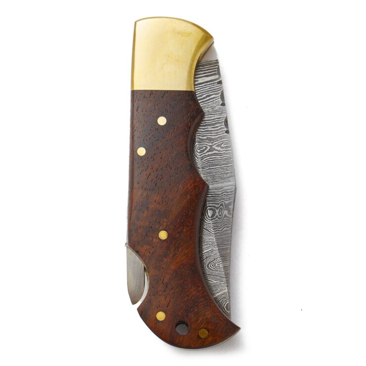 Damascus Steel Pocket Knife Skateboard Deck Handle 7