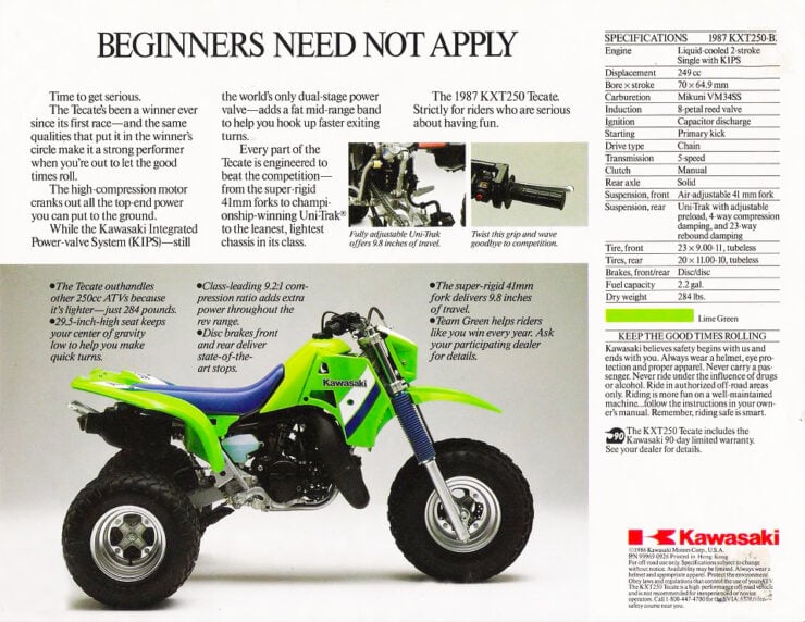 Kawasaki KXT250 Tecate Specifications