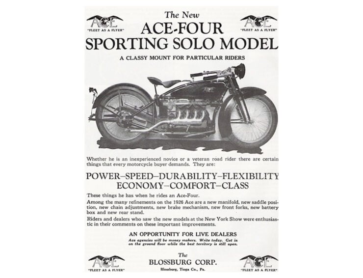 Ace Four Motorcycle Vintage Ad