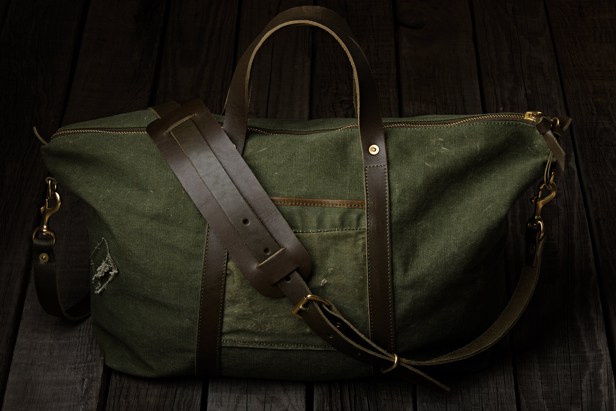 Large Duffel Bag Upcycled Military Canvas Leather Duffle 