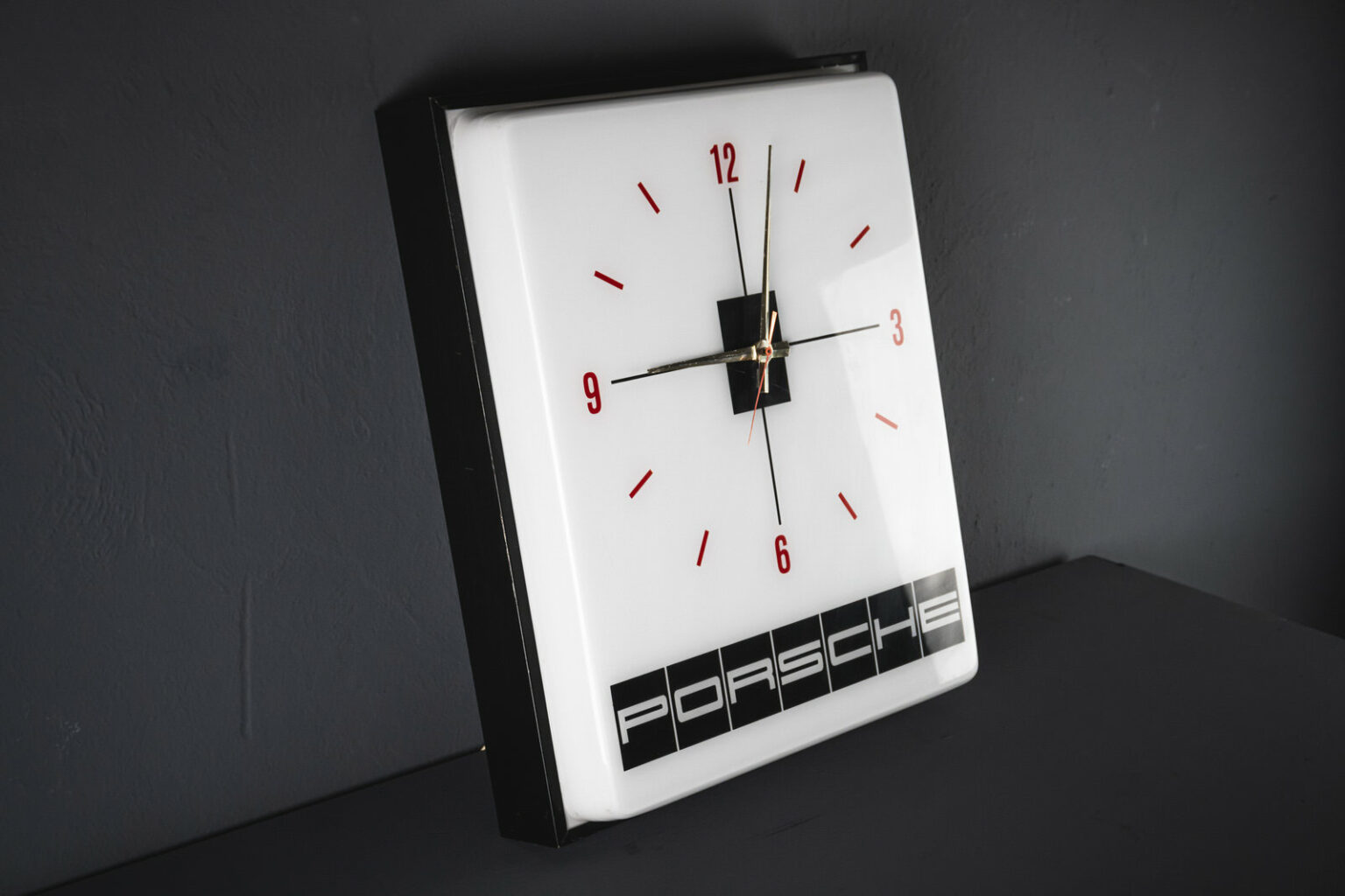 A Retro Original 1970s Vintage Illuminated Porsche Wall Clock