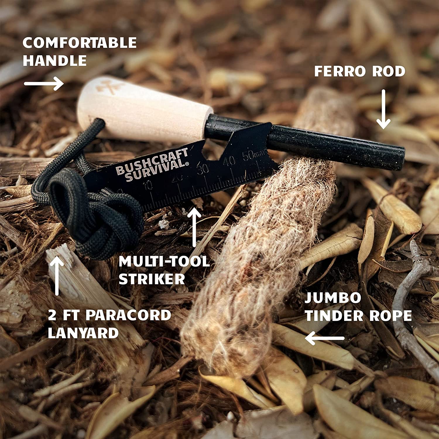 The Bushcraft Survival Ferro Rod Fire Starter Kit