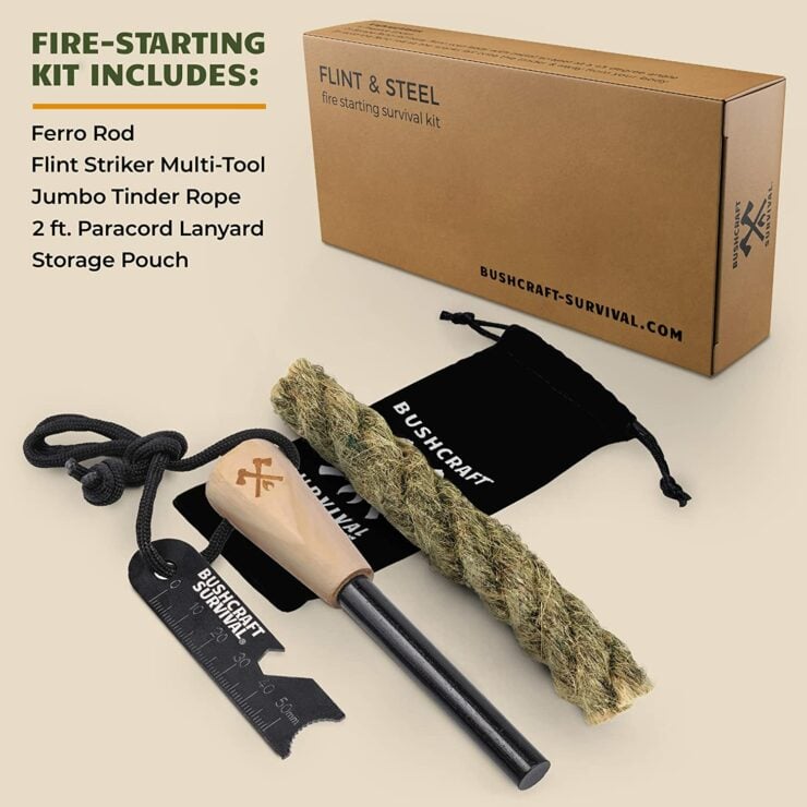 Bushcraft Survival Ferro Rod Fire Starter Kit 2