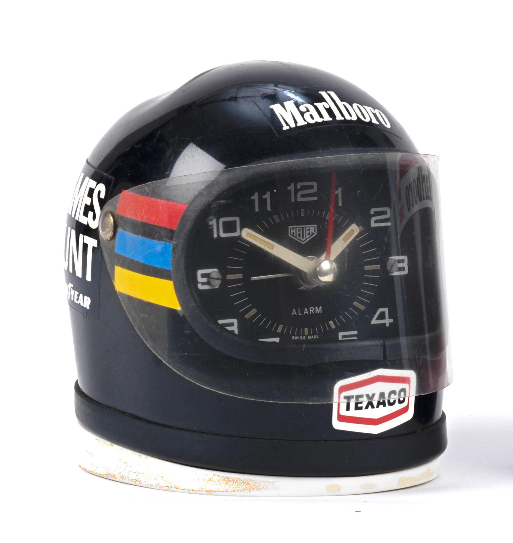 Vintage James Hunt + Niki Lauda Heuer Helmet Alarm Clocks