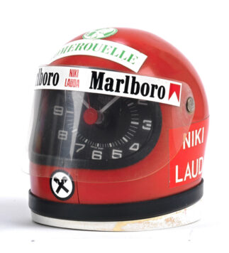 Vintage James Hunt + Niki Lauda Heuer Helmet Alarm Clocks