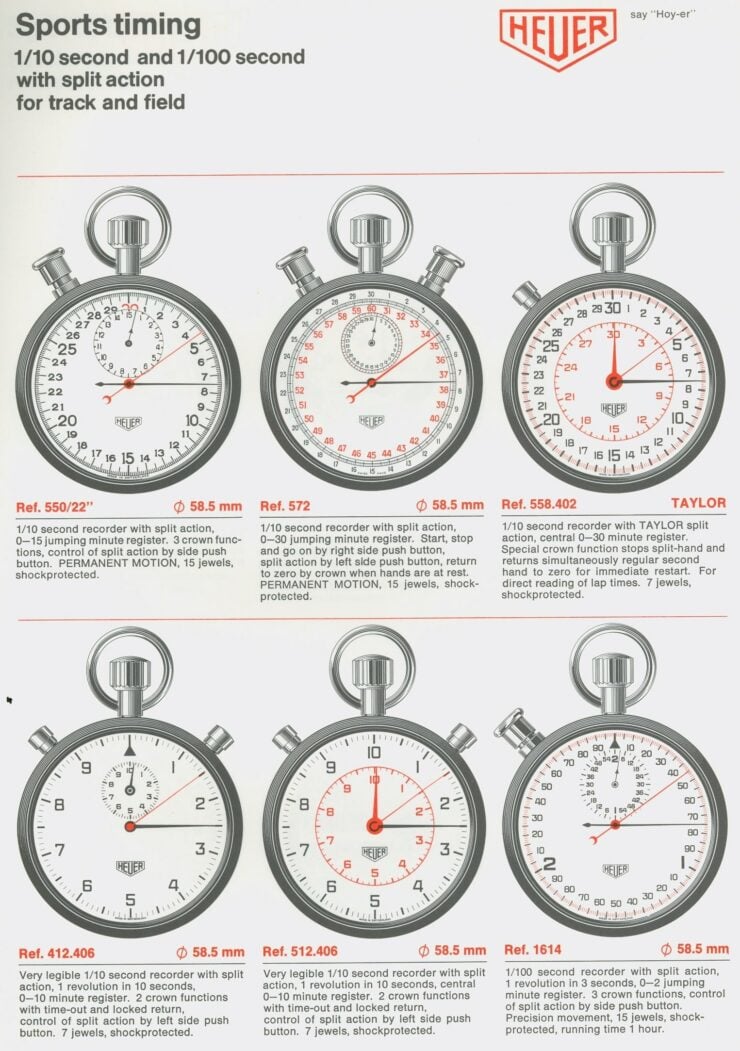 Heuer Racing Stopwatches + Chronographs