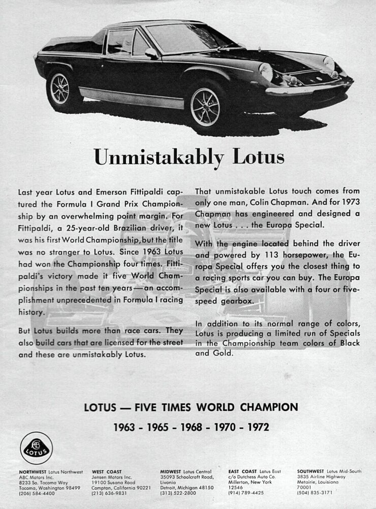 Lotus Europa Vintage Ad 2
