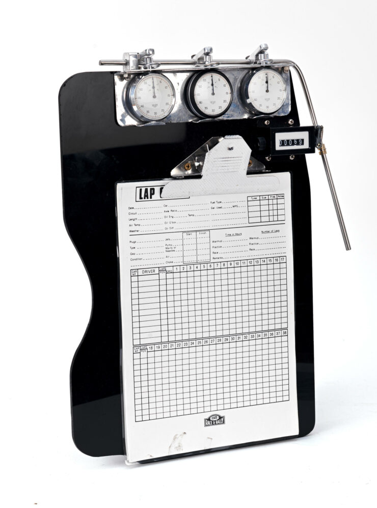 Timekeeper's Clipboard With Three Heuer Stopwatches