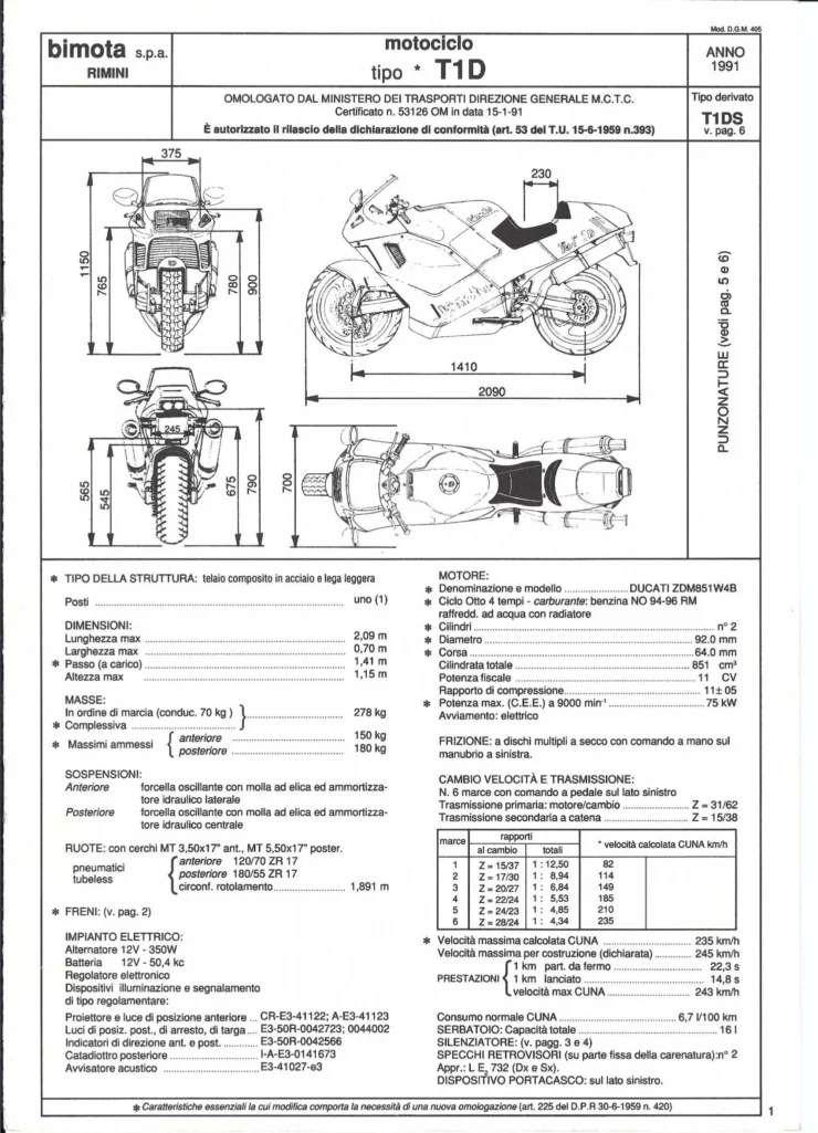 Bimota Tesi 1D Italian motorcycle superbike specifications