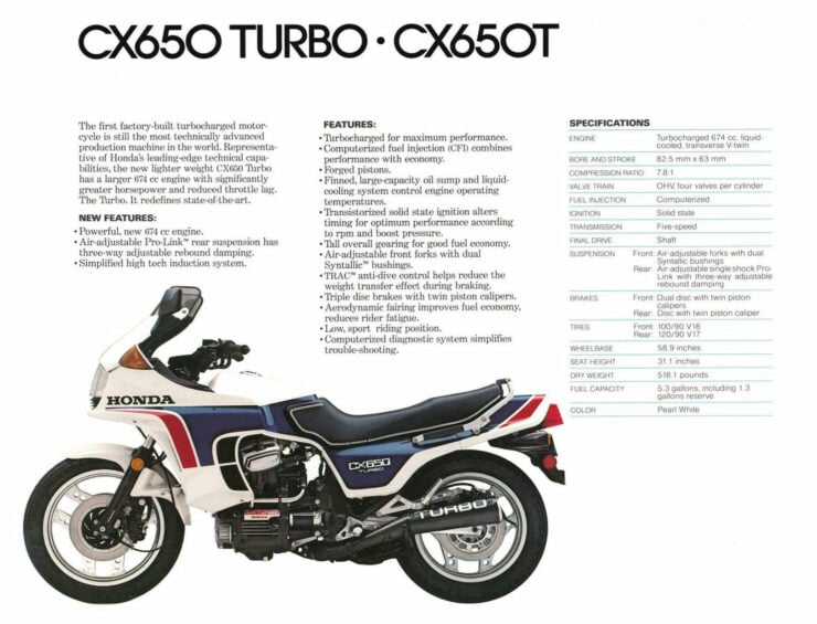 Honda CX650 Turbo Specifications