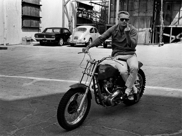 Steve McQueen Rickman Metisse Motorcycle Middle Finger
