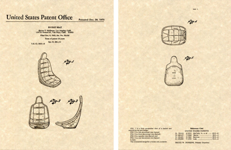 Steve McQueen Seat Patent