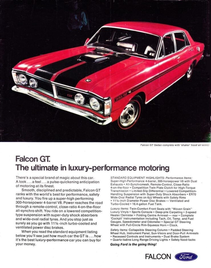 1970 Ford XY Falcon GT Vintage Ad