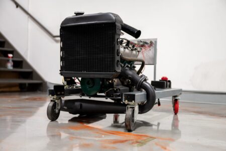 Two-Stroke: A Saab 96 Engine + Gearbox On A Test Stand