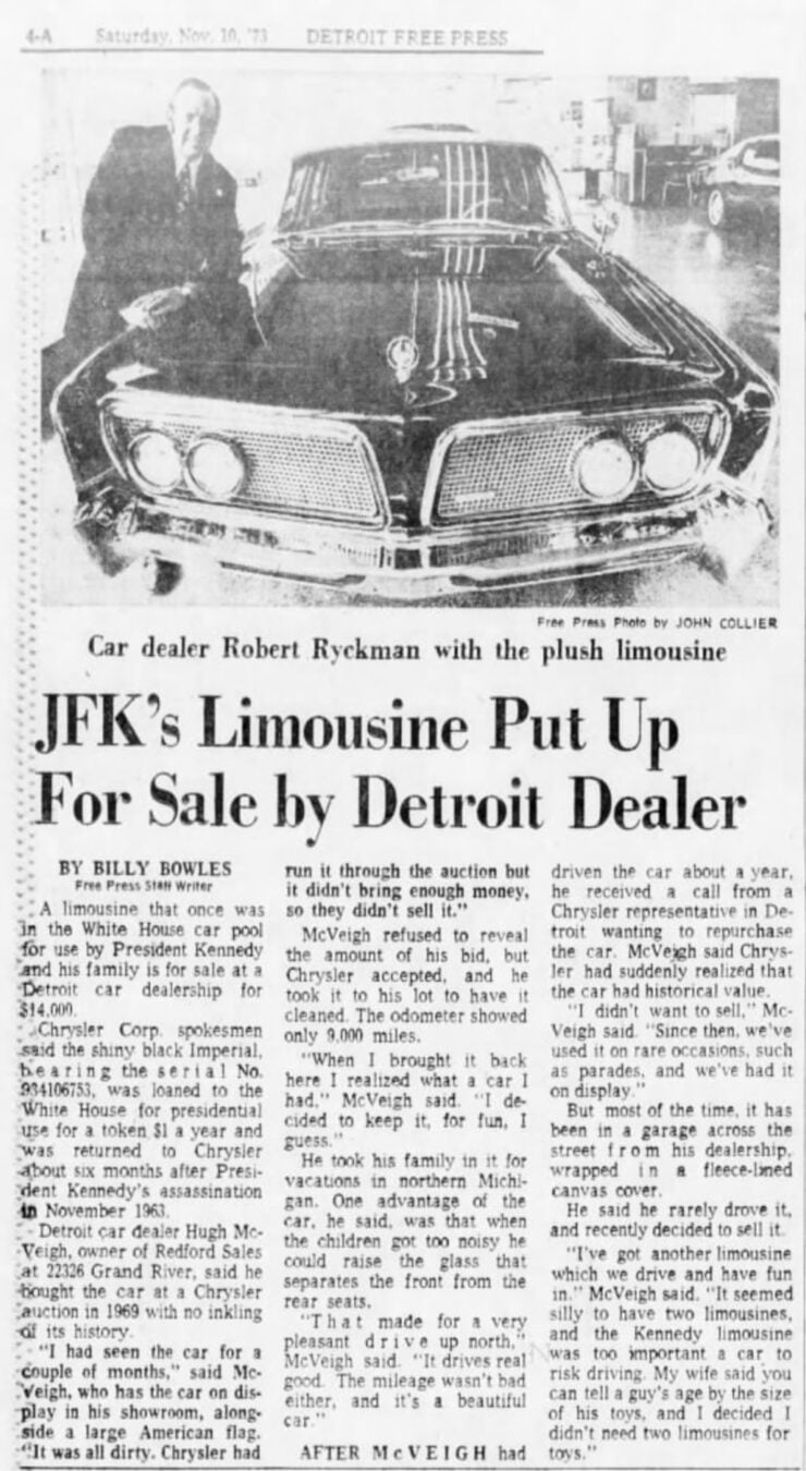 Imperial Crown Ghia Presidential Limousine News Article
