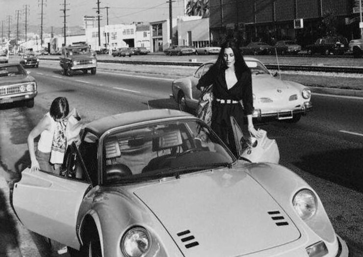 Cher and her Ferrari Dino 246 GTS