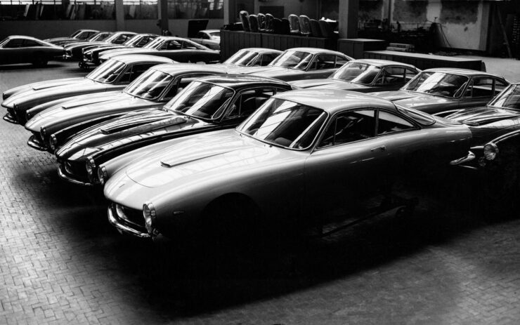 Ferrari 250 GT Lusso in the factory awaiting delivery