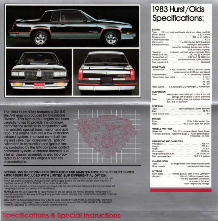 1983 Oldsmobile Hurst:Olds Specifications