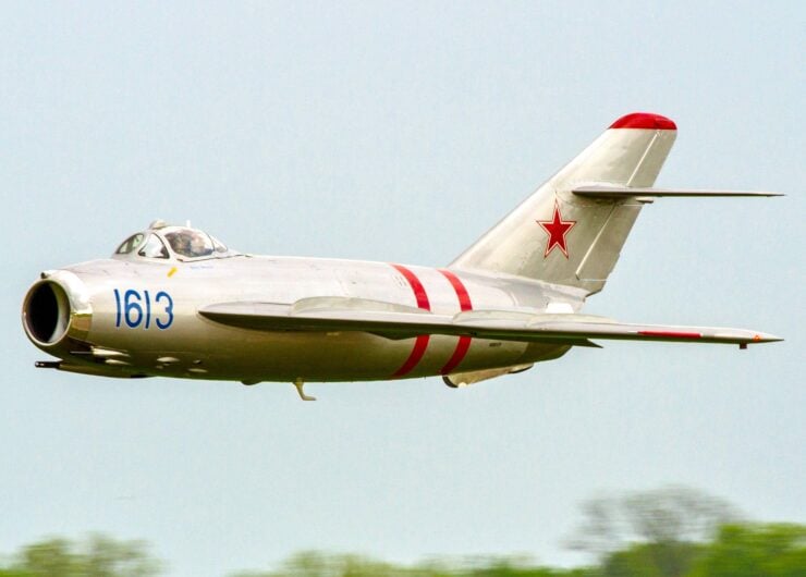 A MiG-17 performing a low pass at Take to the Skies Airfest 2016 in Durant, Oklahoma