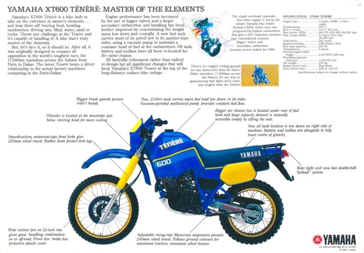 Yamaha XT600Z Tenere Brochure