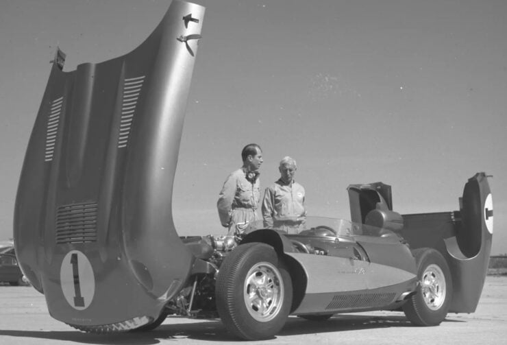 Jon Fitch and Zora Arkus-Duntov with the Chevrolet Corvette SS Project XP-64